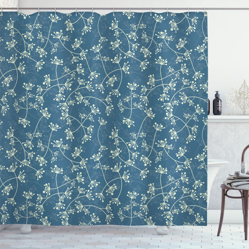 Twiggy Spring Petal Blue Shower Curtain