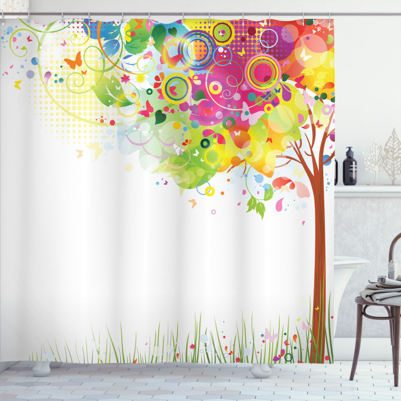 Color Bursting Tree of Life Shower Curtain
