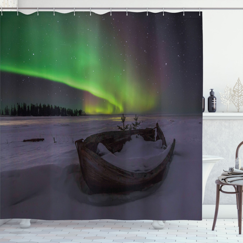 Boat and Galaxy Shower Curtain