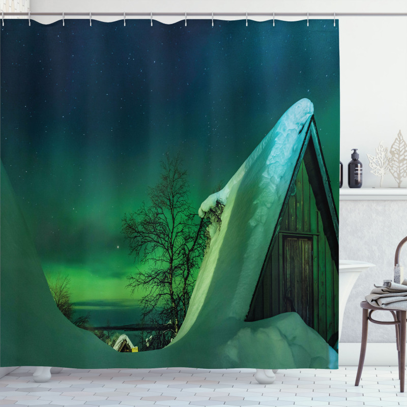 Wooden House Winter Shower Curtain
