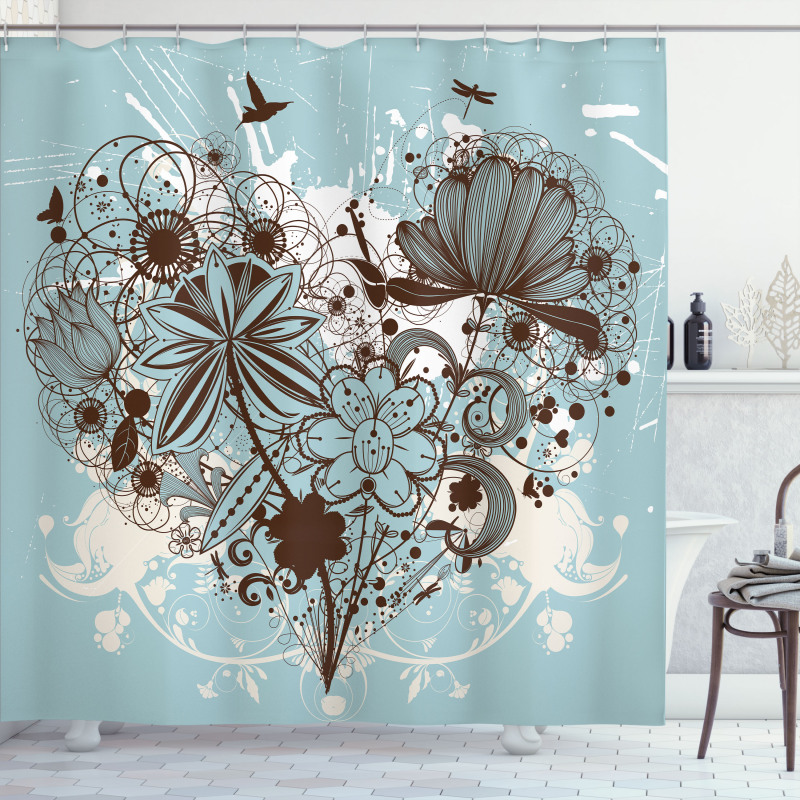 Swirls and Petal Retro Shower Curtain