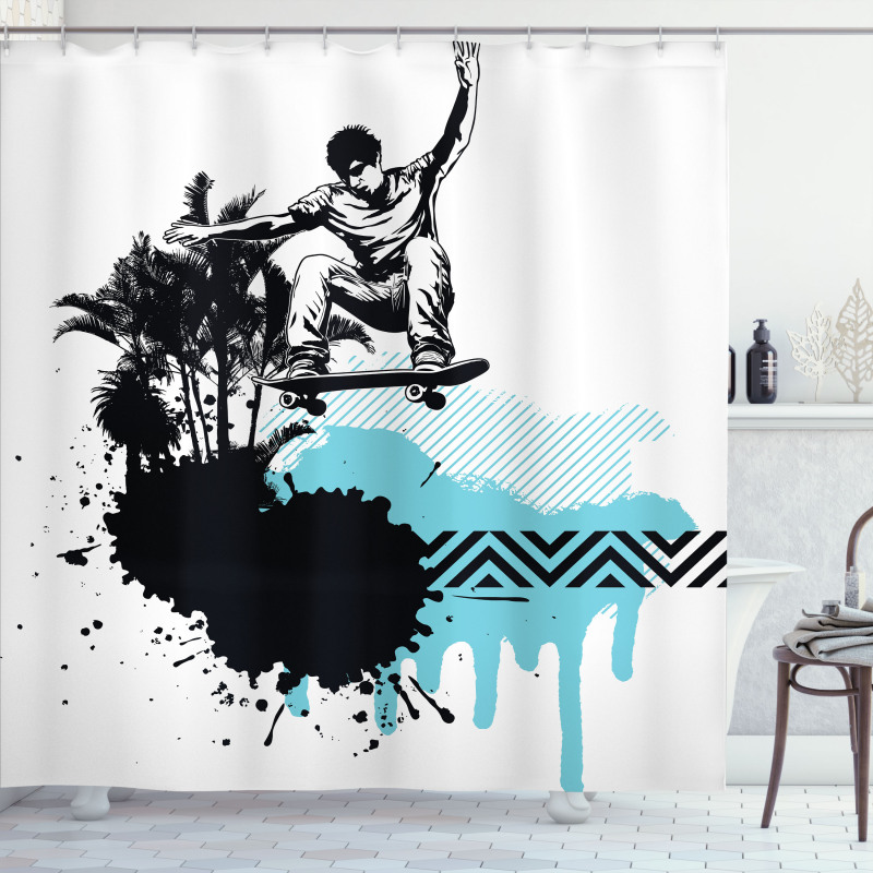 Young Boy Skater Exotic Shower Curtain