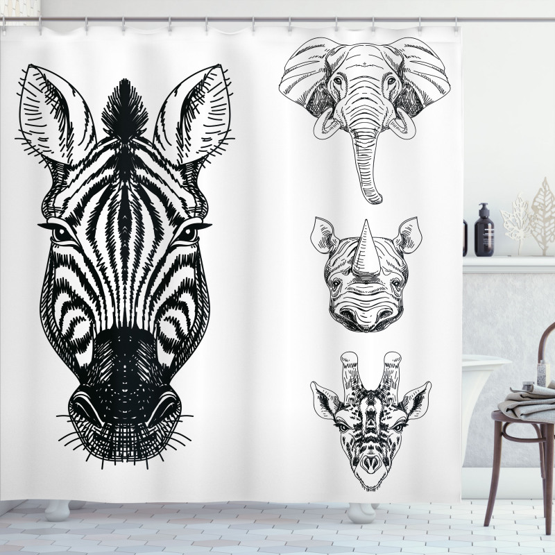 Safari Wildlife Sketch Shower Curtain