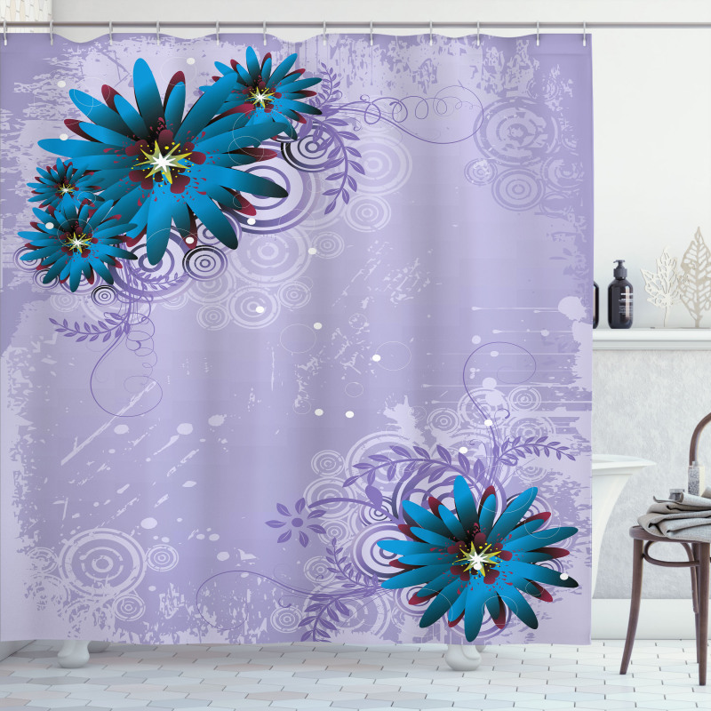 Graphic Ornament Flowers Shower Curtain