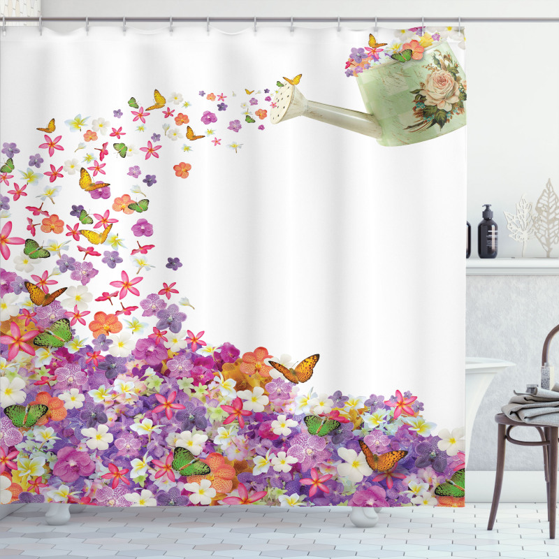 Flowers Watering Pot Shower Curtain