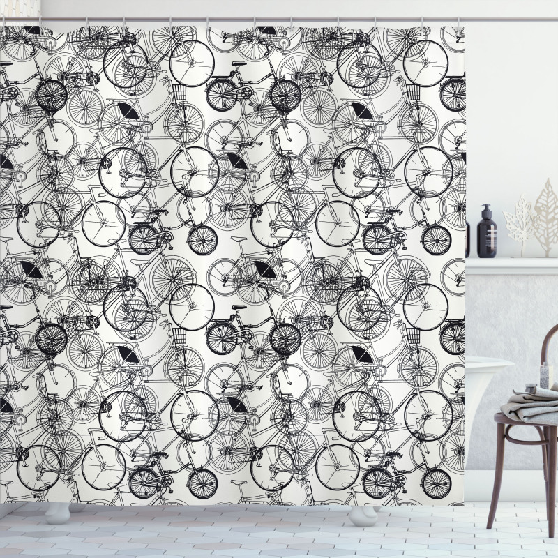 Vintage Retro Bicycle Shower Curtain