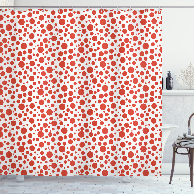 Polka Dots on White Back Shower Curtain