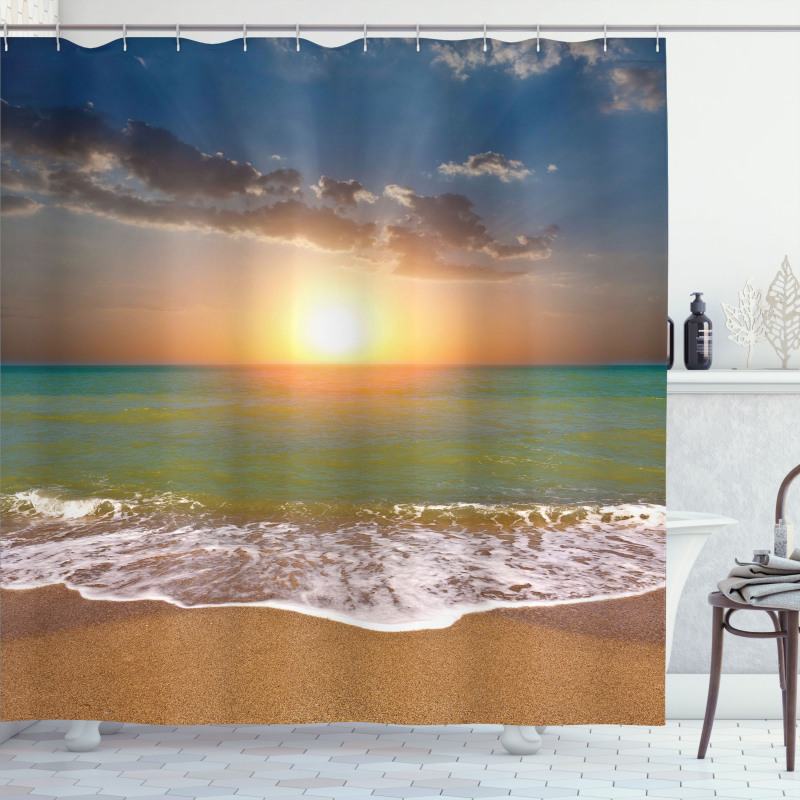 Idyllic Beach Scenery Shower Curtain