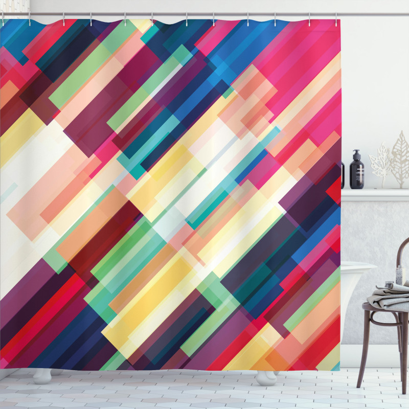 Geometric Color Lines Shower Curtain