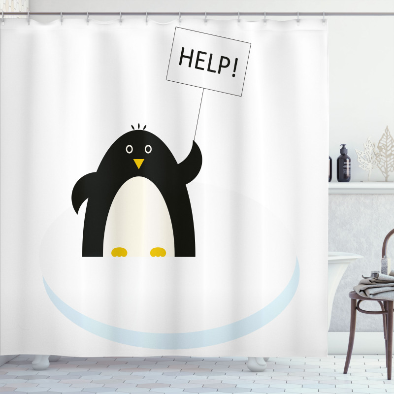 Penguin on Ice Need Help Shower Curtain
