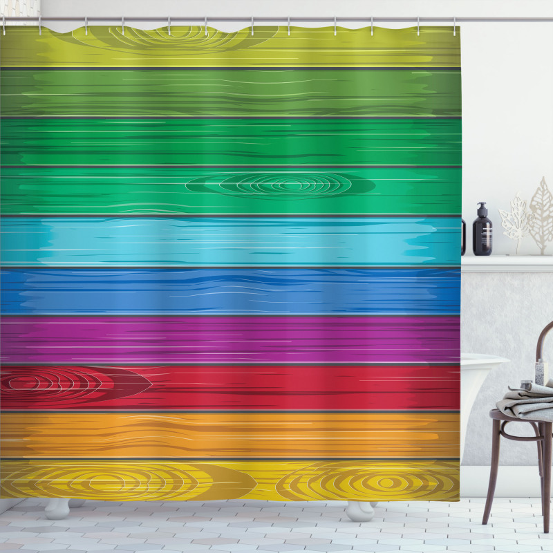 Colorful Wood Stripes Shower Curtain