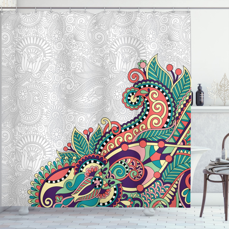 Floral Tribal Paisley Shower Curtain