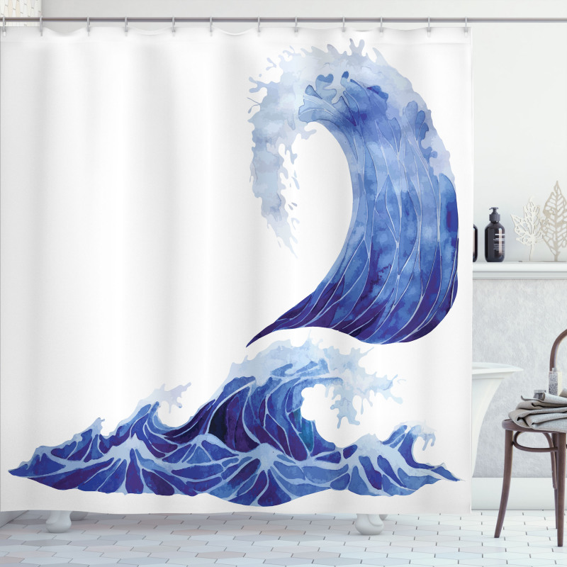 Aquatic Storm Blue Waves Shower Curtain