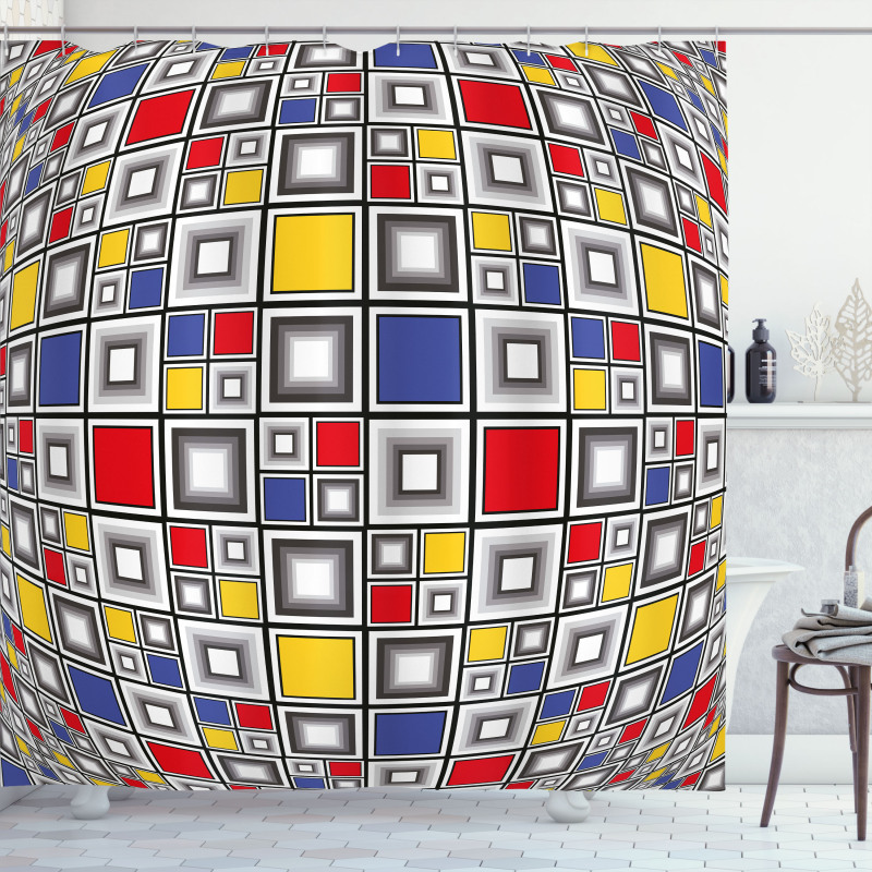 Colored Mosaic Square Shower Curtain