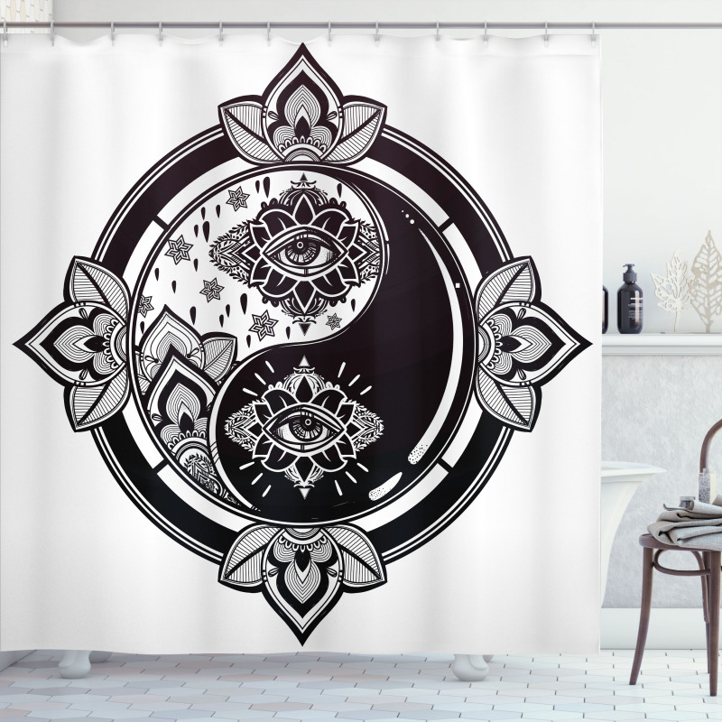 Floral Third Eye Sign Shower Curtain