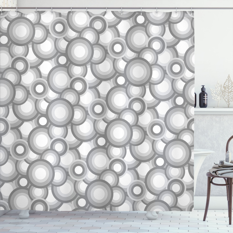 Grey White Balls Rounds Shower Curtain