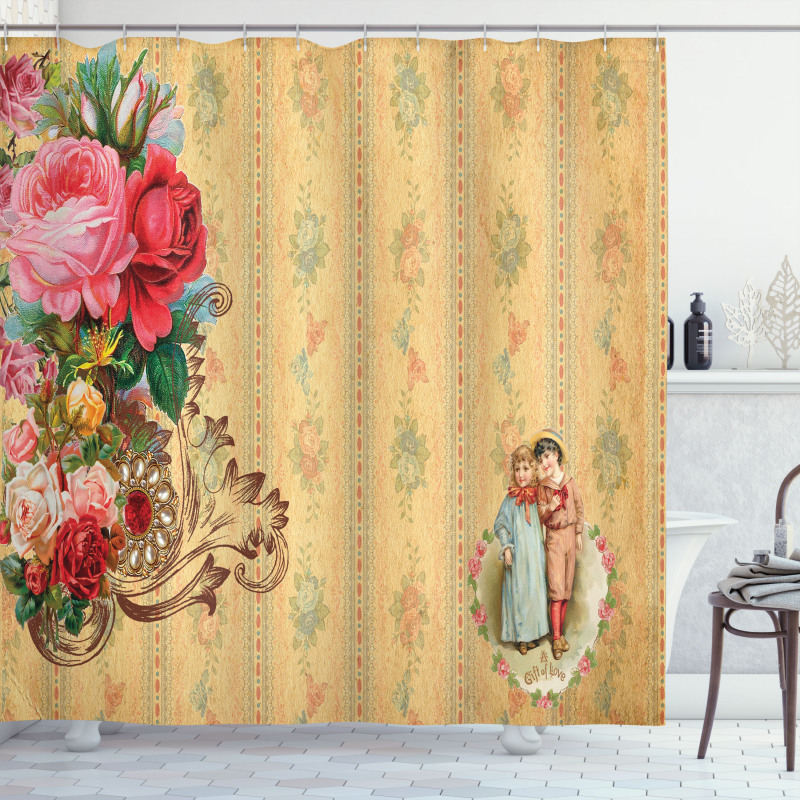 Romantic Country Roses Shower Curtain