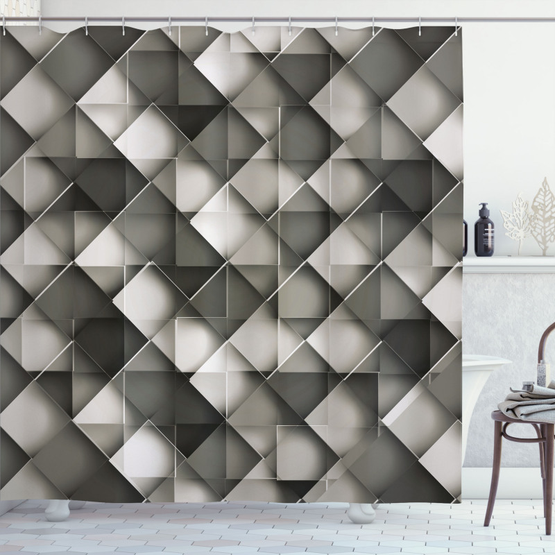 Grey Ombre Squares Shower Curtain
