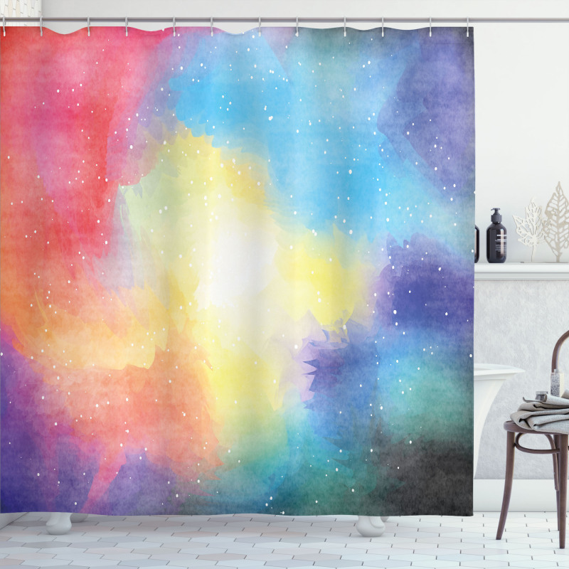 Watercolor Star Galaxy Shower Curtain