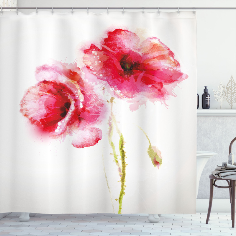 Garden Poppy Floral Shower Curtain