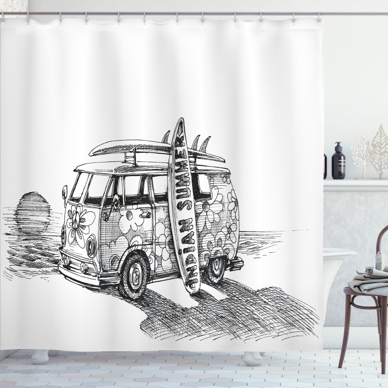 Summer Surfing Beach Shower Curtain