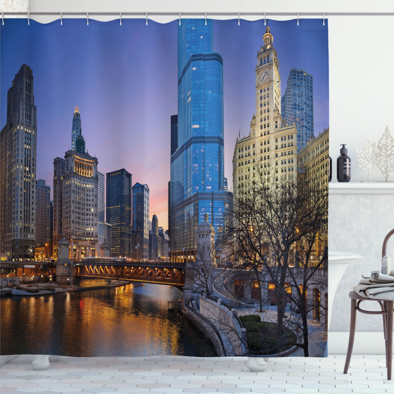 Chicago River Scenery Shower Curtain