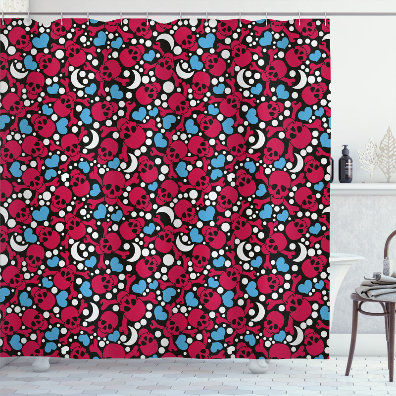 Crosses Hearts Moons Shower Curtain