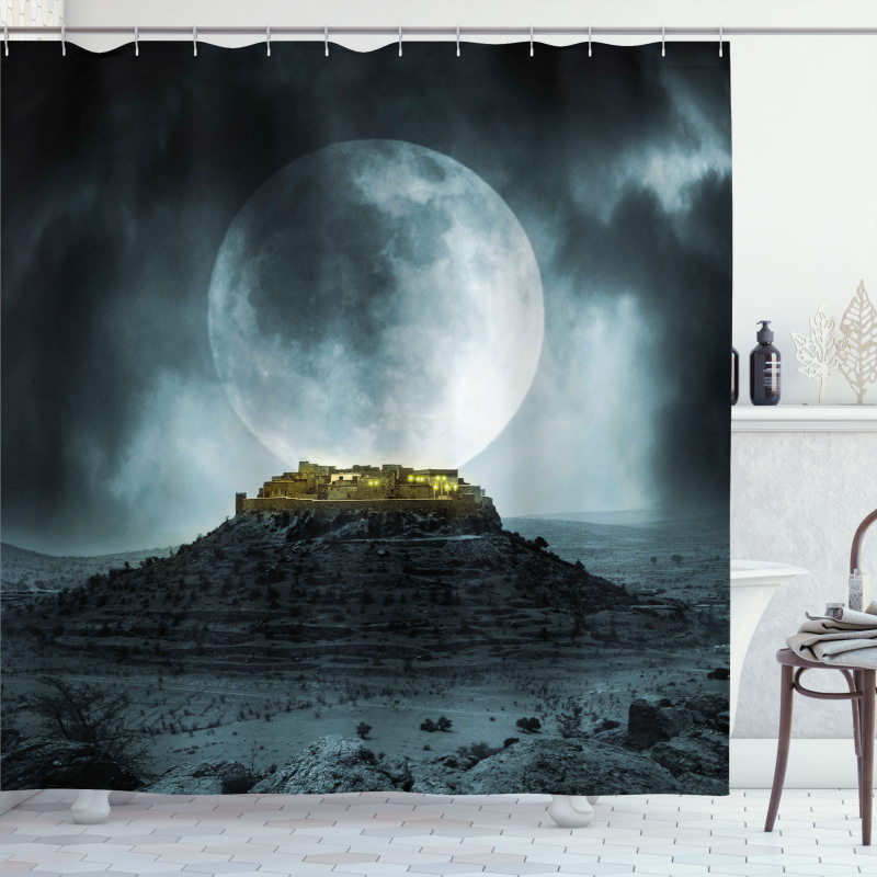 Full Moon and Castle Shower Curtain