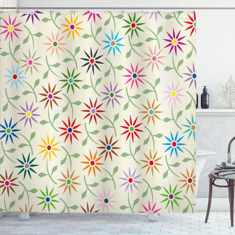 Colorful Graphic Garden Shower Curtain