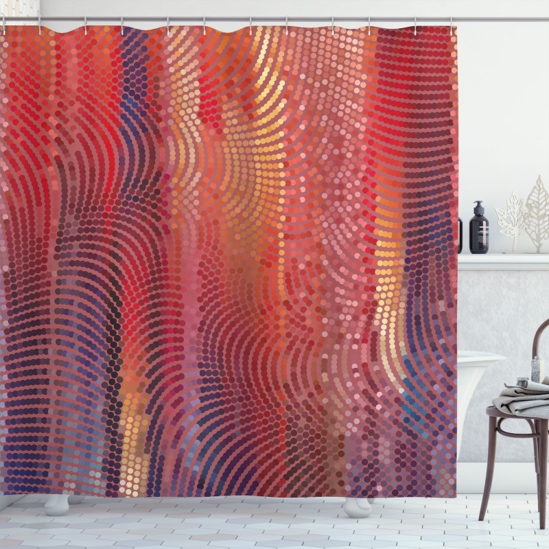 Wavy Mosaic Pixelated Shower Curtain
