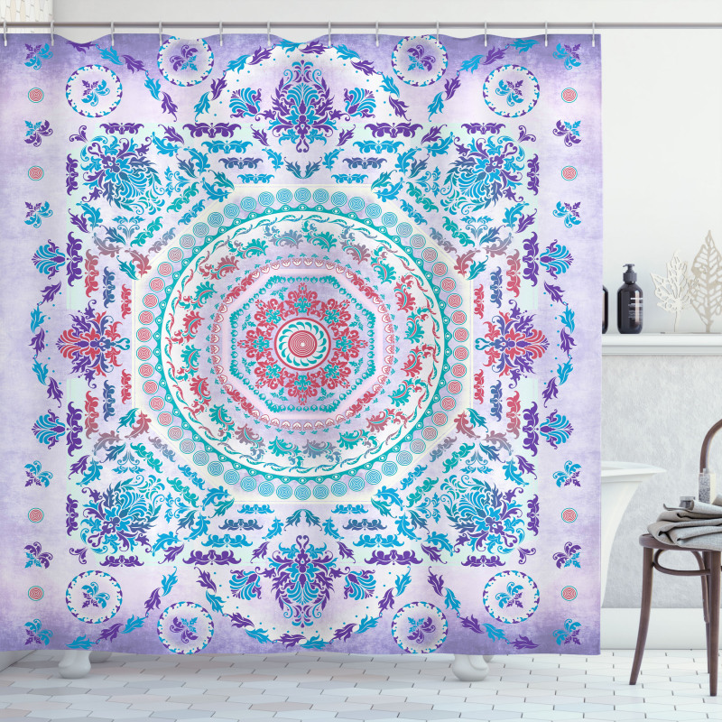 Floral Medallion Design Shower Curtain