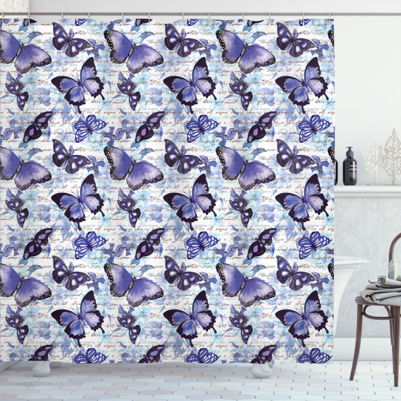 Old Flowers Butterfly Shower Curtain