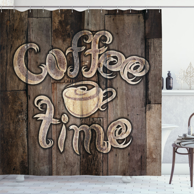 Coffee Time Grunge Back Shower Curtain