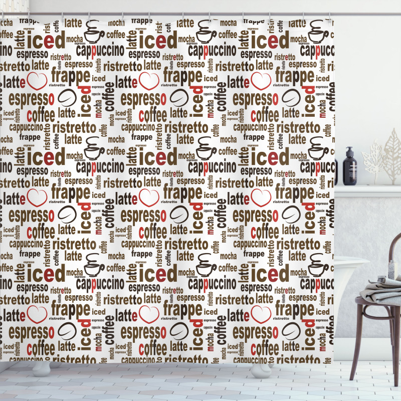 Coffee Words Cafe Shop Shower Curtain