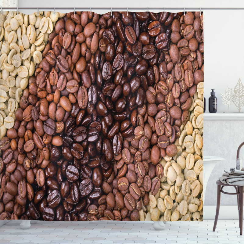 Coffee Beans Stripes Shower Curtain
