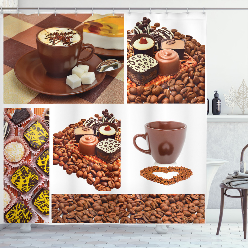 Sweets and Coffee Beans Shower Curtain