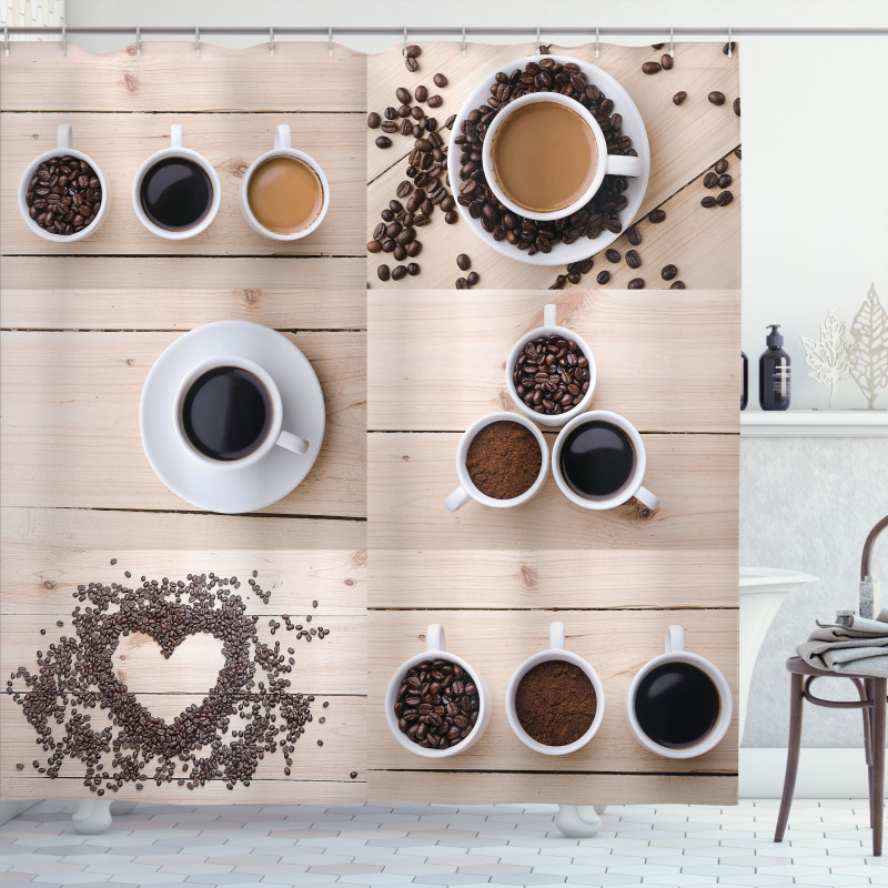 Coffee Mugs Snacks Beans Shower Curtain