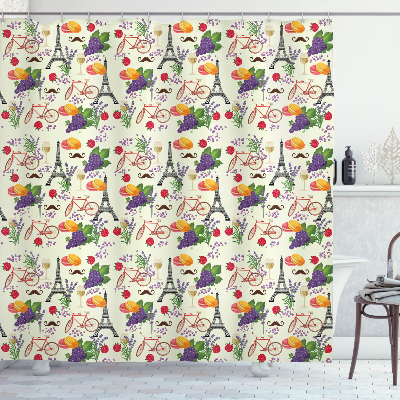 French Wine Macarons Shower Curtain