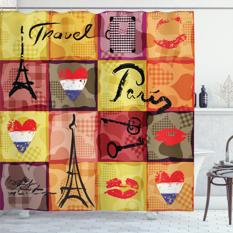 French Paris Collage Shower Curtain