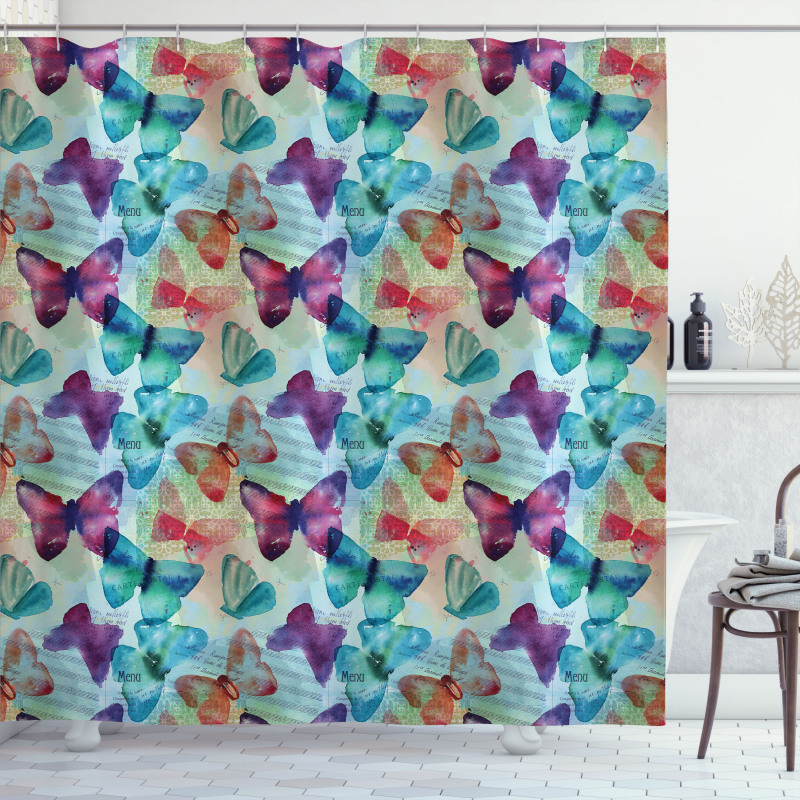 Butterflies Letterings Shower Curtain