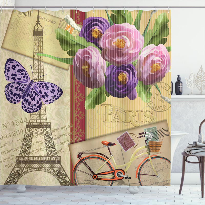 French Landmarks Tower Shower Curtain