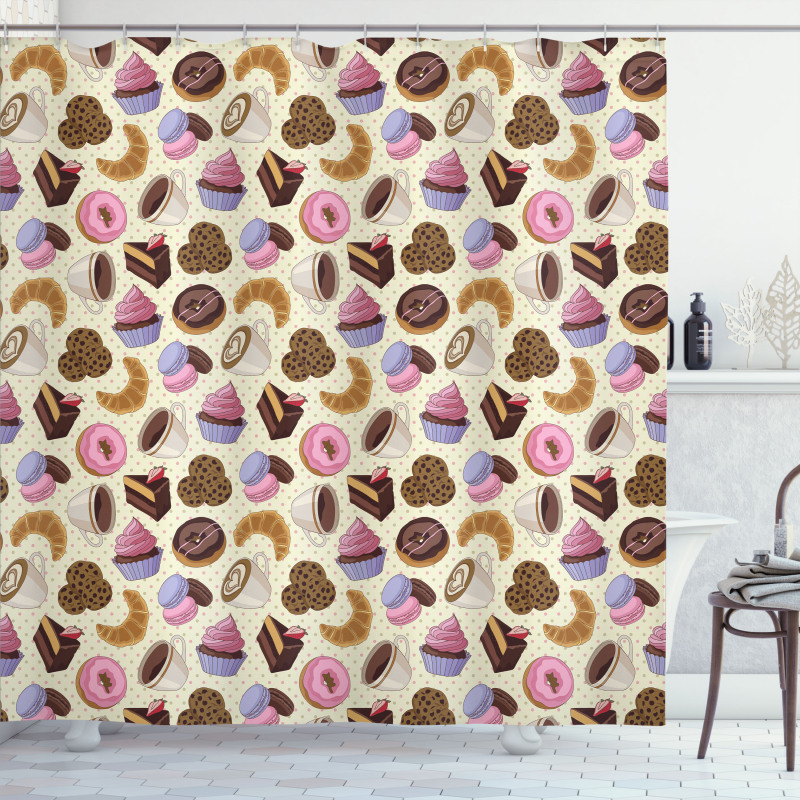 Coffee Cups Cookies Shower Curtain