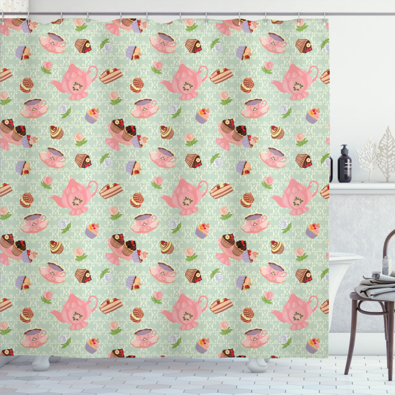 Royal Themed Tea Time Shower Curtain