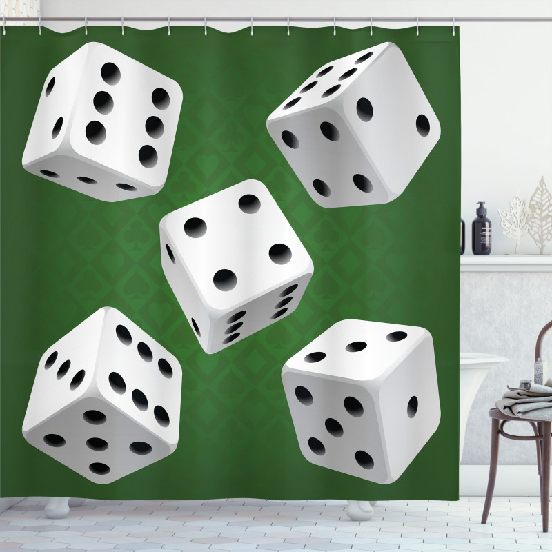 Casino Rolling Dice Set Shower Curtain