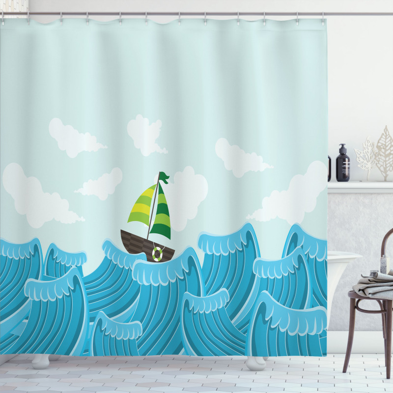 Sailing Boat on the Sea Shower Curtain