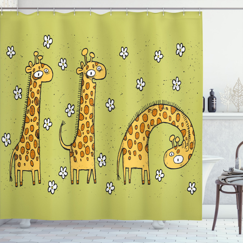 Illustration of Giraffes Shower Curtain