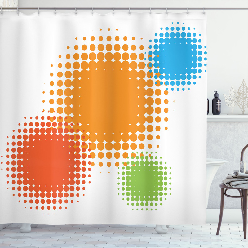Colorful Half Tone Circles Shower Curtain