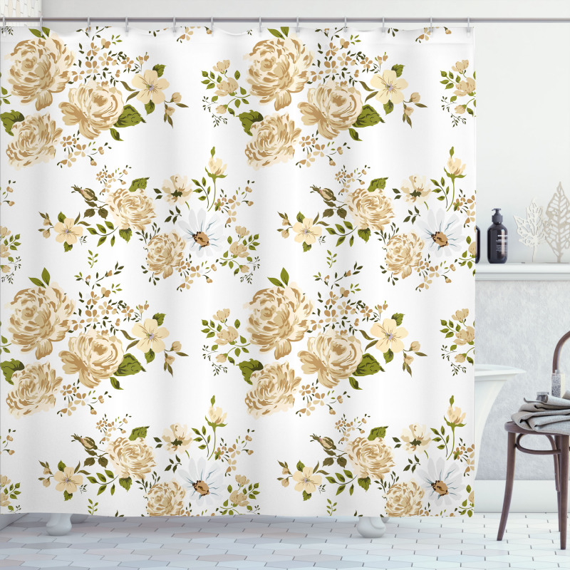 Floral Roses Vector Shower Curtain