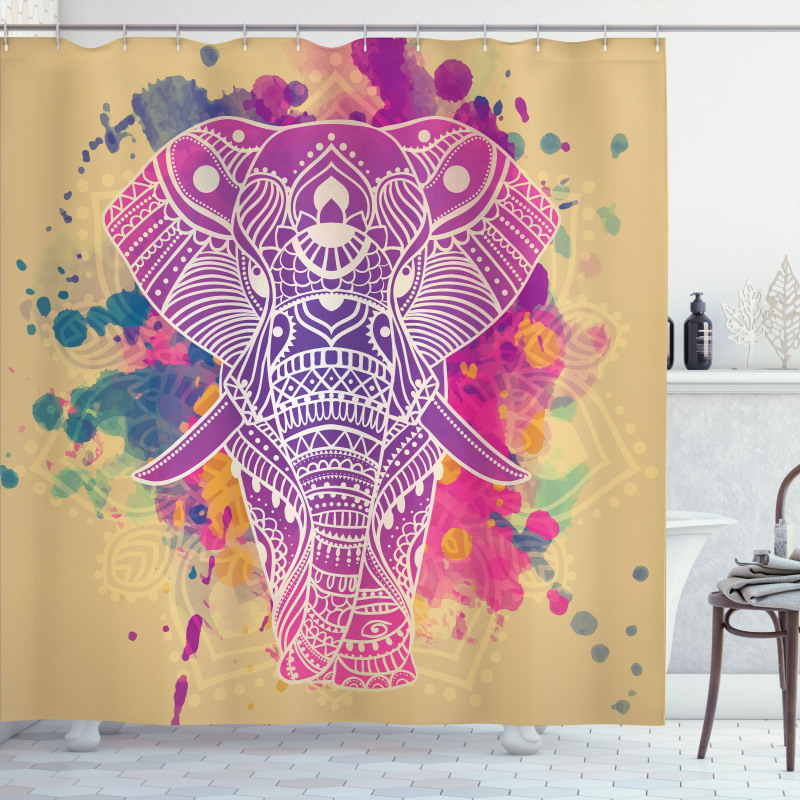 Watercolor Effect Ethnic Shower Curtain