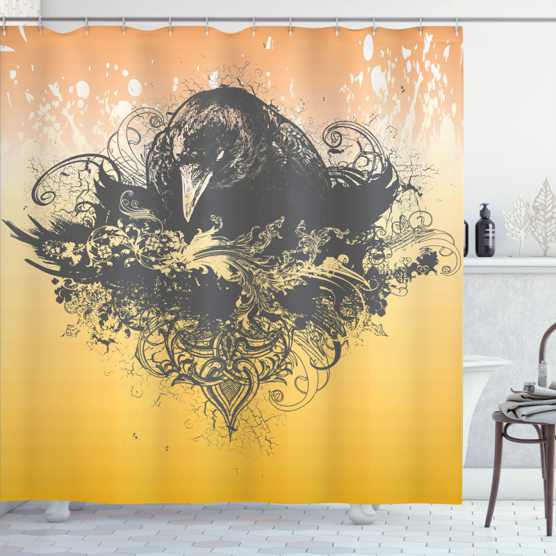 Wicked Crow and Flowers Shower Curtain
